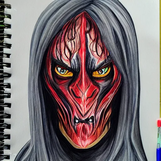 Prompt: painted self portrait of Sauron, realistic, sketch, hyperdetailed, by Shania McDonagh