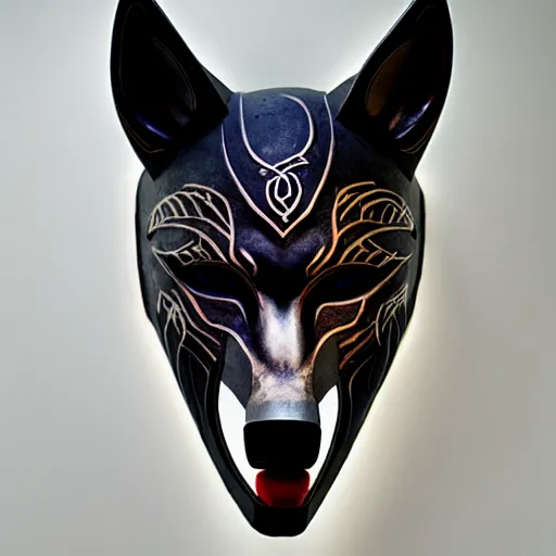 Prompt: mask of wolf - god, studio photo