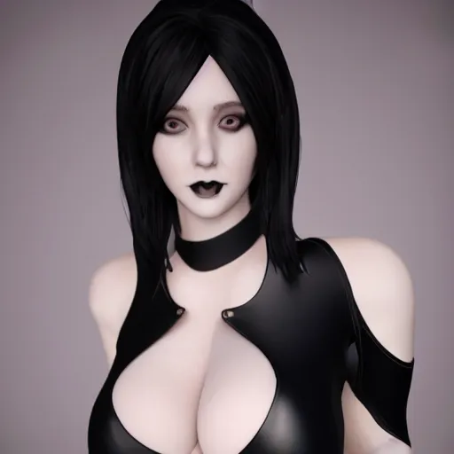 Prompt: portrait of a curvy feminine pale goth cutie in a modest intricate latex-leather-rubber tight neck-high outfit, with a thin waist, cgsociety, photorealistic, sublime-comfy-elegant ambience, 16k, smooth, sharp focus, trending on ArtStation, volumetric lighting, fully clothed, worksafe