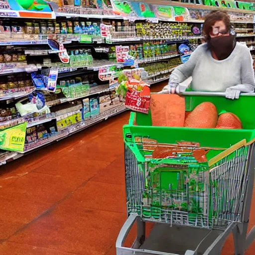 Prompt: supermarket checkout covered with bits of dead coral