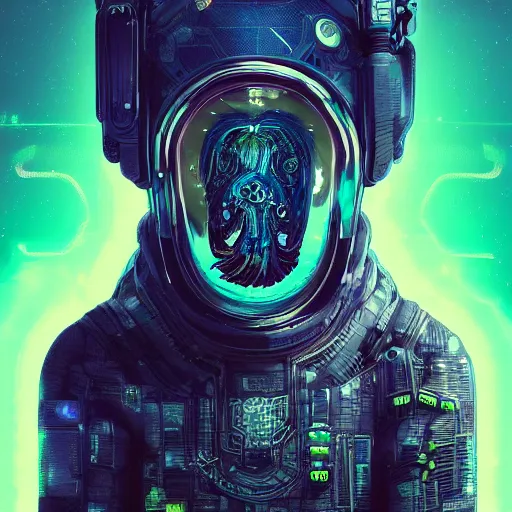 Image similar to portrait of a squid monster astronaut. full body portrait, intricate abstract. cyberpunk, intricate artwork. neon eyes, by Tooth Wu, wlop, beeple. octane render, trending on artstation, greg rutkowski very coherent symmetrical artwork. cinematic, hyper realism, high detail, octane render, 8k, minimalistic, hyperrealistic surrealism, award winning masterpiece with incredible details, a surreal vaporwave liminal space, highly detailed, trending on ArtStation