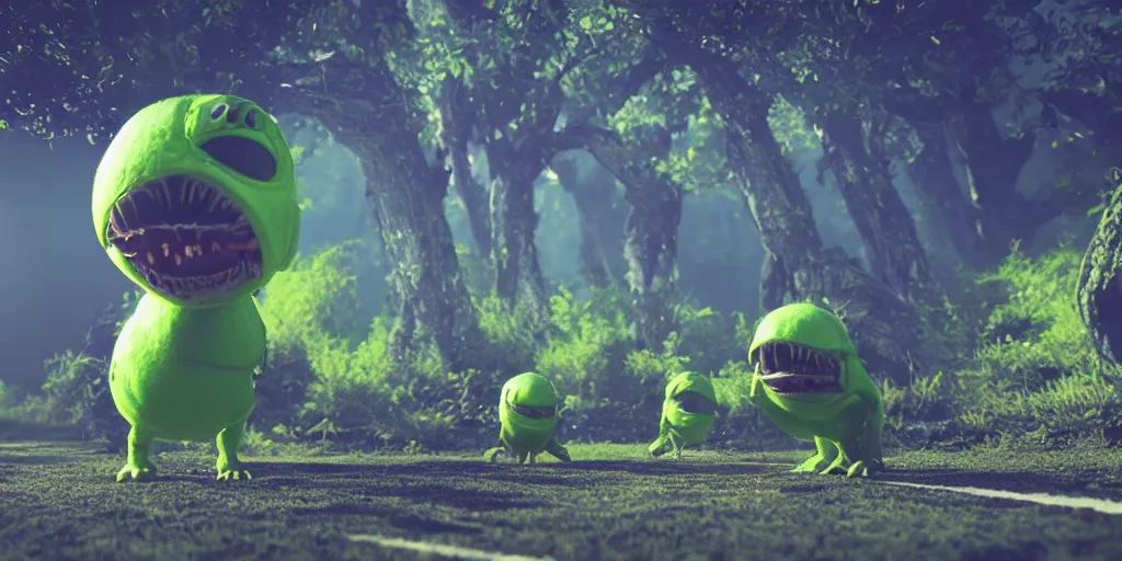 Prompt: a photo of 8 k ultra realistic tennis ball monster, tennis ball monsters, alien exotic, cinematic lighting, trending on artstation, 4 k, hyperrealistic, focused, high details, unreal engine 5, cinematic, alien planet atmosphere in background, 3 d render by beeple and basil gogos