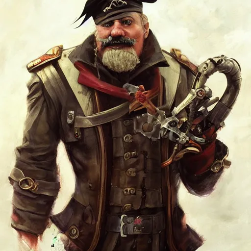 Image similar to painting of doctor ivo robotnik as a pirate, epic, tragic, military art, fantasy, dieselpunk, hd shot, digital portrait, beautiful, artstation, comic style, by artgerm, guy denning, jakub rozalski, magali villeneuve and charlie bowater