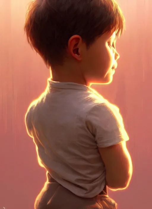 Prompt: perfectly - kid staring from behind, intricate, highly detailed, digital painting, artstation, concept art, smooth, sharp focus, illustration, unreal engine 5, 8 k, art by artgerm and greg rutkowski and alphonse mucha