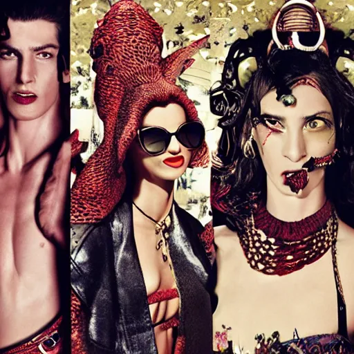 Image similar to dolce & gabbana campaign featuring jar jar binks as a female cowgirl, long eyeslashes, huge juicy lips, big seductive eyes, shot by mario testino, realistic vfx simulation
