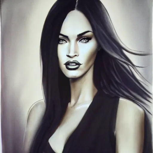 Prompt: charcoal painting of megan fox