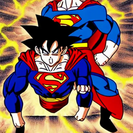 Image similar to goku vs superman