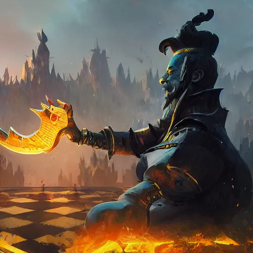 Prompt: a giant black chess pawn statue, battlefield background, bright art masterpiece artstation. 8 k, sharp high quality artwork in style of jose daniel cabrera pena and greg rutkowski, concept art by tooth wu, hearthstone card game artwork, chess piece