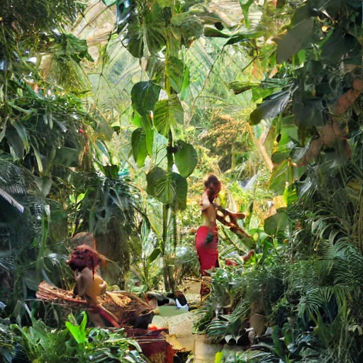 Image similar to jungle made entirely of pineapple plants, detailed painting by stanley artgerm lau, greg rutkowski, thomas kindkade, alphonse mucha, loish, norman rockwell, 8 k