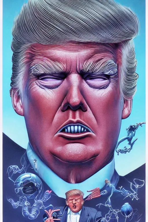 Image similar to donald trump's disgusting true form, high details, intricate details, by vincent di fate, artgerm julie bell beeple, 90s, inking, vintage 60s print