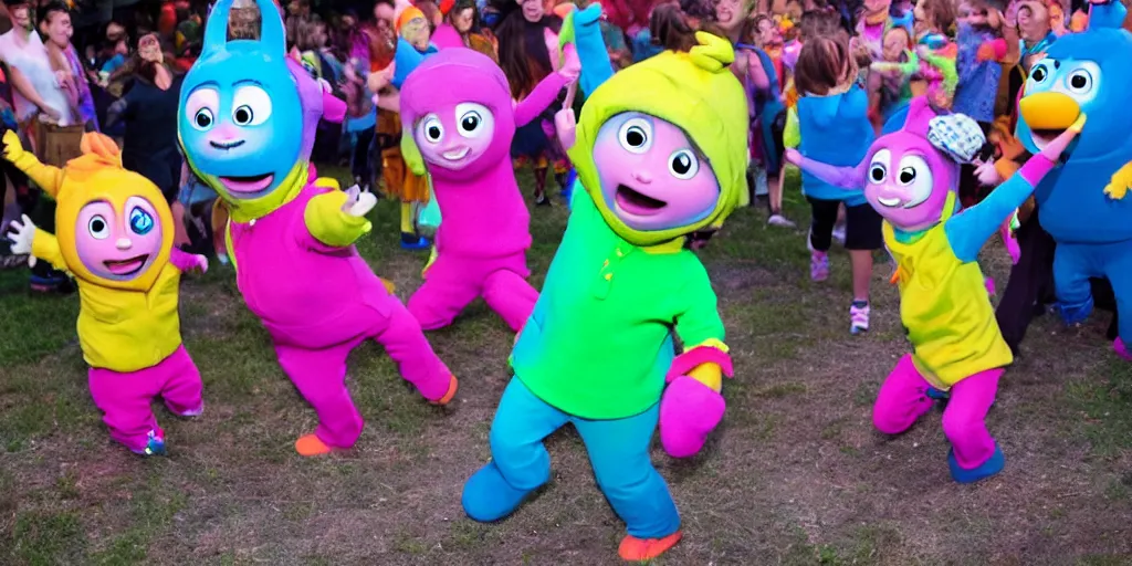 Image similar to a backyardigans dancing in rave party