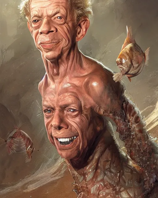 Prompt: don knotts, half man half fish, lovechild don knotts and fish, don knotts and fish hybrid, fantasy character portrait, ultra realistic, concept art, intricate details, highly detailed by greg rutkowski, gaston bussiere, craig mullins, simon bisley