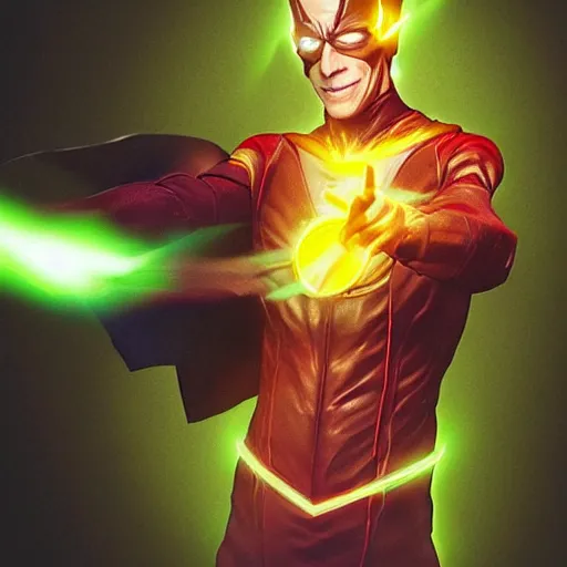 Image similar to reverse flash mixed with yoda