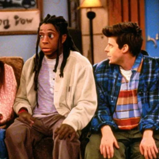 Prompt: a tv still of Lil' Wayne starring in Friends (1999)