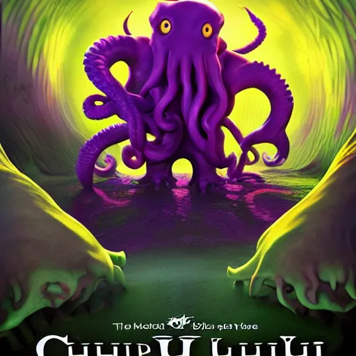 Image similar to Cthulhu in the style of Monsters Inc., high quality, hyper detailed, dramatic lighting, 8k cinematic