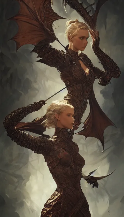 Image similar to dragon tamer, sasha luss, fibonacci, sweaty, dynamic action pose, insane, intricate, highly detailed, digital painting, artstation, concept art, smooth, sharp focus, illustration, Unreal Engine 5, 8K, art by artgerm and greg rutkowski and alphonse mucha