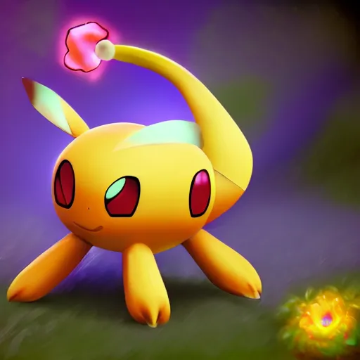 Prompt: A pokemon that looks like A huge flower，Trending on art station. Unreal engine.