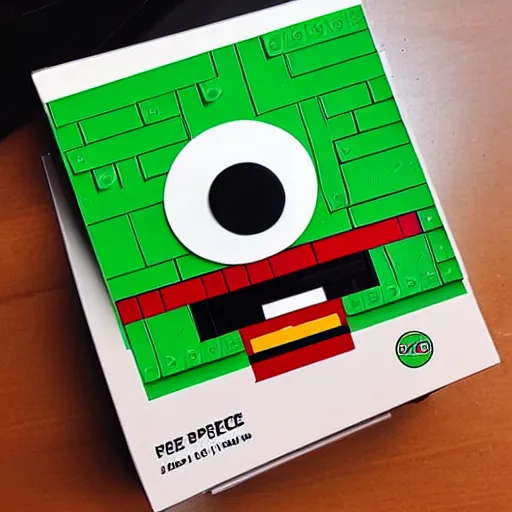 Image similar to pepe the frog lego set