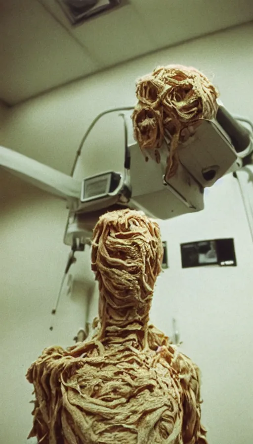 Image similar to 7 0 s movie still of a man made of worms in the hospital, cinestill 8 0 0 t 3 5 mm eastmancolor, heavy grain, high quality, high detail