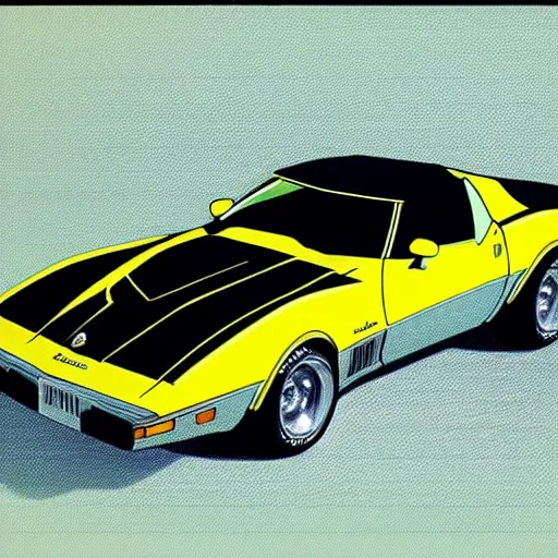 Image similar to concept art of a 1 9 7 9 yellow stingray corvette