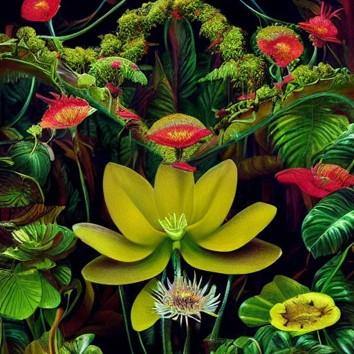 Prompt: flower venus flytrap grab mulatto in the jungle, epicaly surreally beautiful image, hyper-realistic, high resolution, hypnotic measurements , ultra detailed painting, epic visuals, absolutely outstanding, 16K