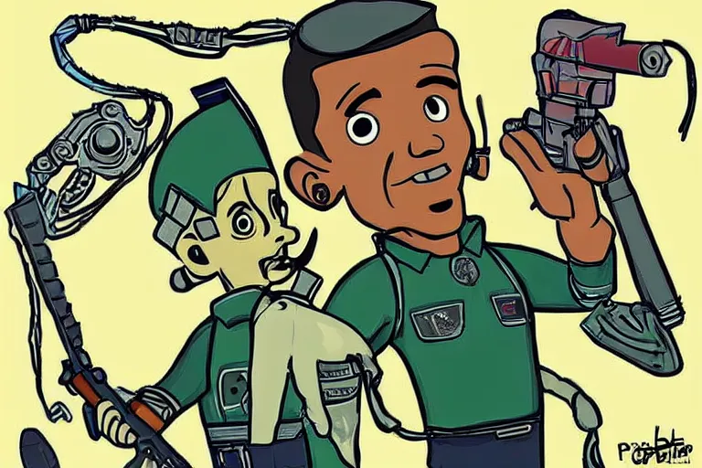 Image similar to obama as a vault boy from fallout, pipboy art, highly detailed