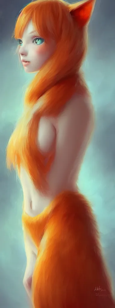 Image similar to beautiful aesthetic full body portrait of a orange tabby cat girl by wlop and Julia Razumova, deviantArt, trending on artstation, artstation HQ