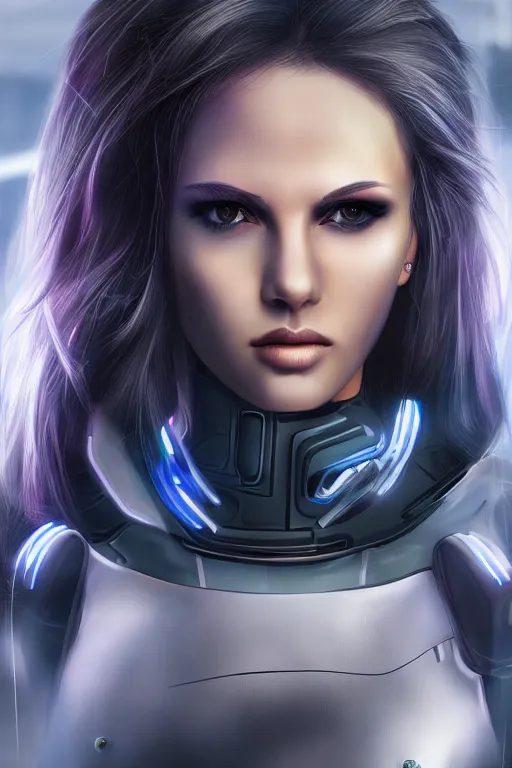 Image similar to heroine, beautiful, cyberpunk futuristic female, ultra detailed, digital art, 8 k, character, realistic, portrait, hyperrealistic