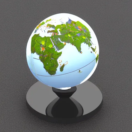 Image similar to an isometric globe with famous landmarks on it, 3 d render, 3 d model