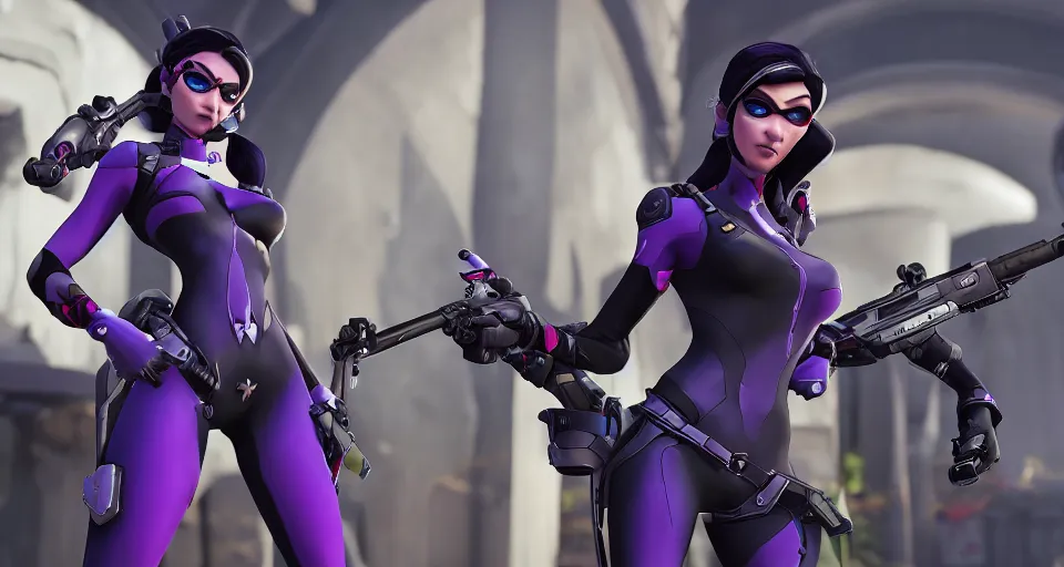 Image similar to widowmaker, overwatch, 4 k, screenshot, high detailed