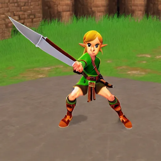 Prompt: linkle doing the splits, ingame screenshot from zelda