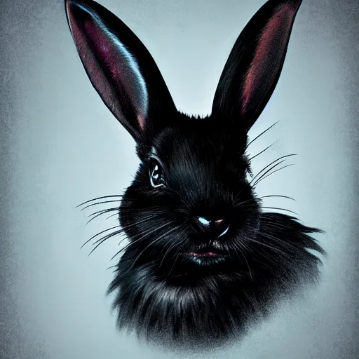 Image similar to fantasy cute black rabbit portrait, fantasy art, concept, art, computer art, high detail, 4 k