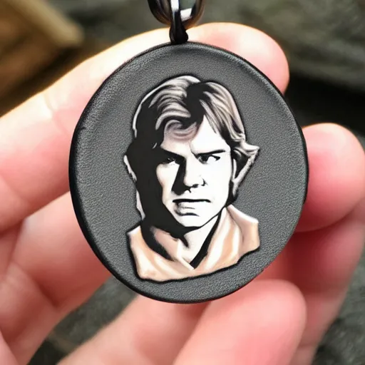 Image similar to an inlayed jewelry portrait of Han Solo