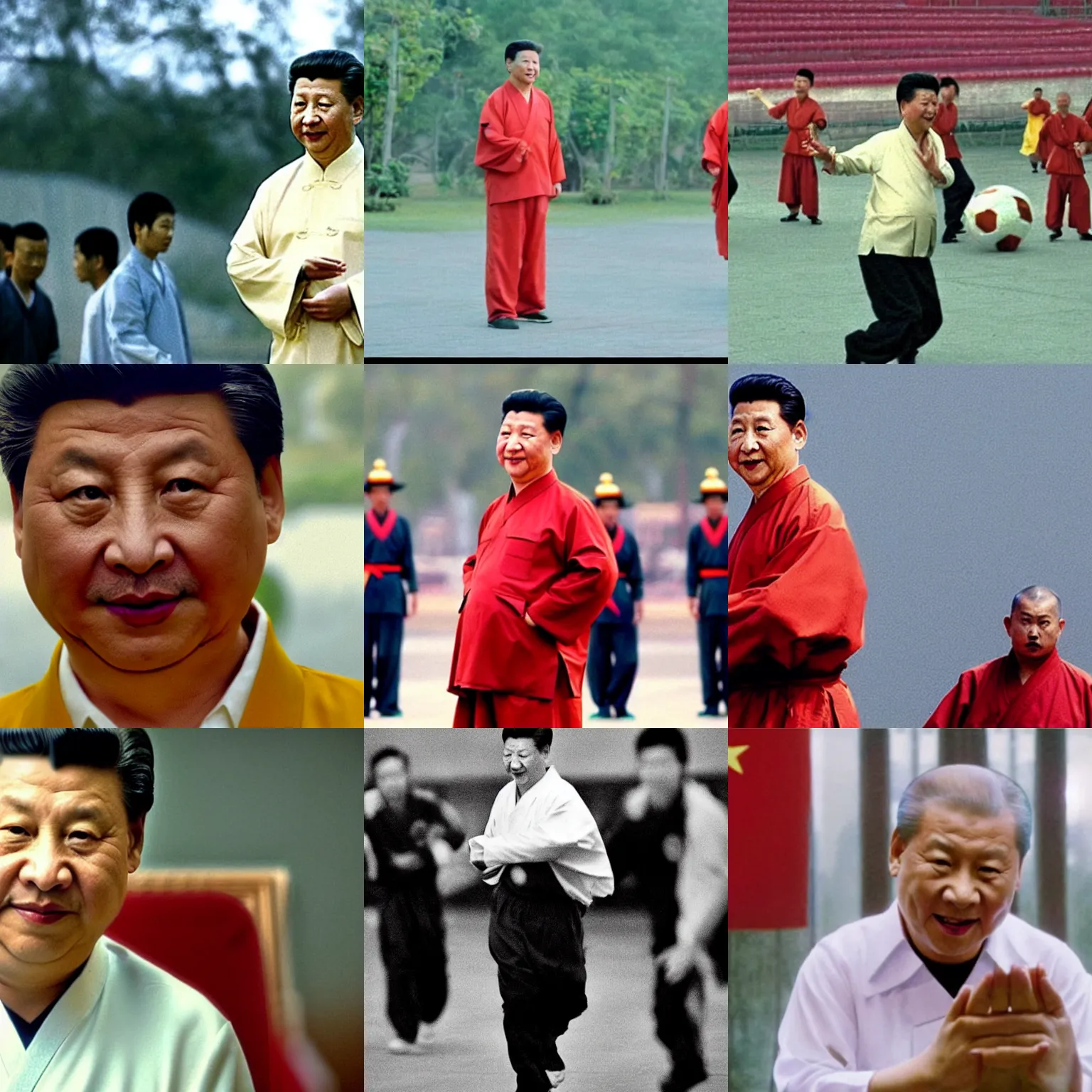 Prompt: Movie still of Xi Jinping in Shaolin Soccer