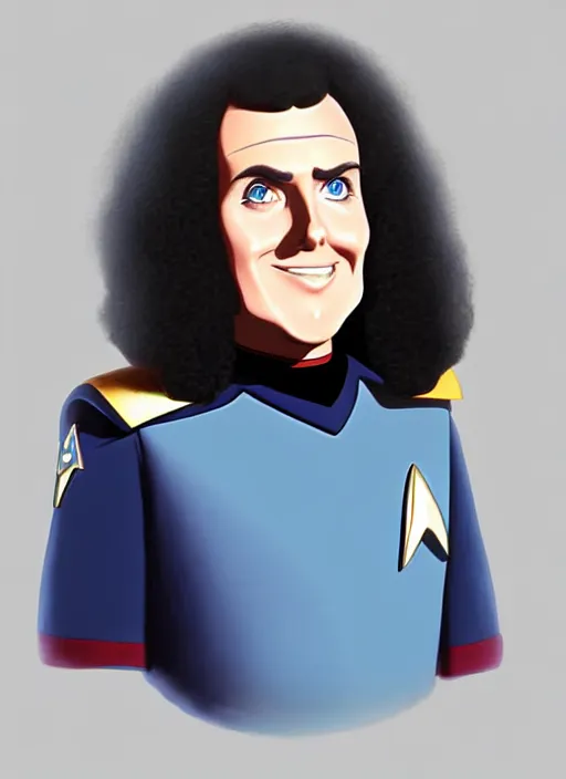 Prompt: cute star trek officer weird al yankovic, natural lighting, path traced, highly detailed, high quality, digital painting, by don bluth and ross tran and studio ghibli and alphonse mucha, artgerm