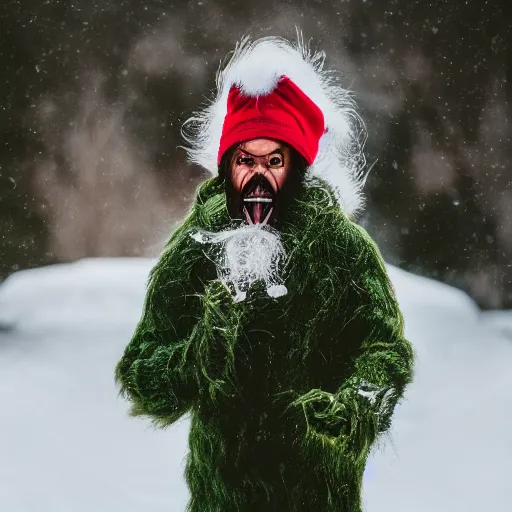 Prompt: portrait photo still of real life grinch, 8 k, 8 5 mm f 1. 8