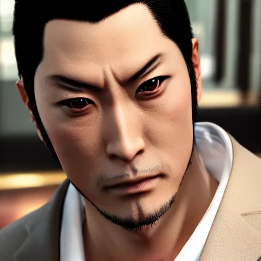 Image similar to kiryu kazuma from the game yakuza 0, 8 k, raytracing, photo realistic, incredible detail, detailed face, detailed cloth