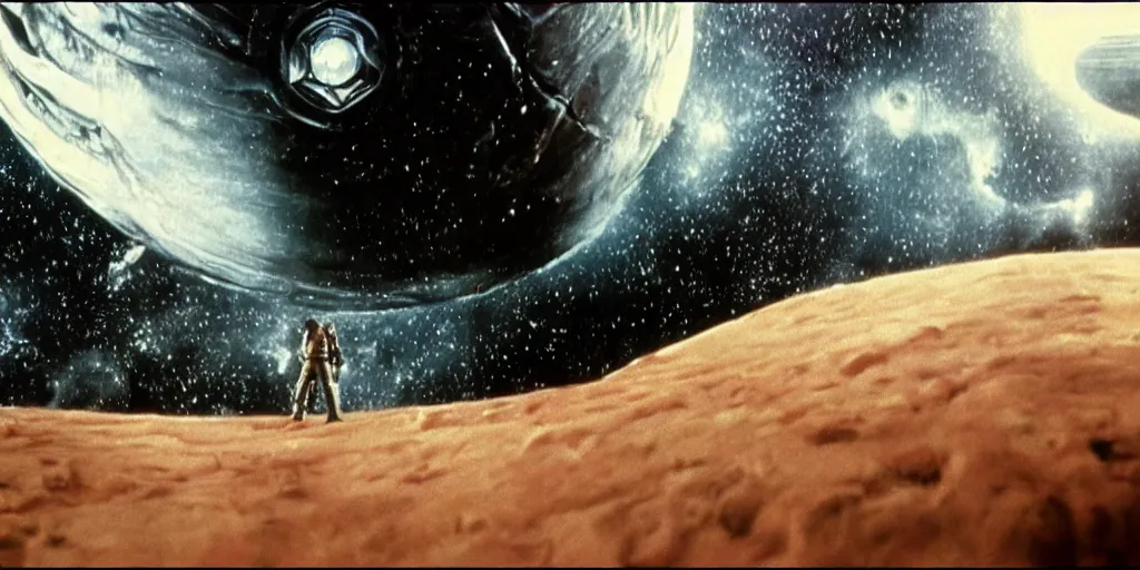 Image similar to screenshot portrait of Luke Skywalker, on a planet of maelstrom, chaos, the world without form and void, 1970s film by Stanley Kubrick, iconic scene, HR Geiger design, stunning cinematography, hyper-detailed, sharp, anamorphic lenses, kodak color, 4k, stunning