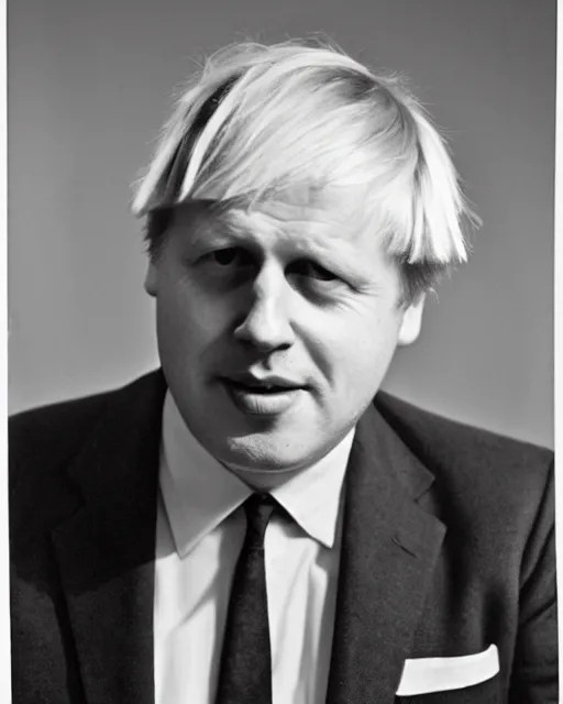 Prompt: a 1 9 6 0 s portrait of boris johnson