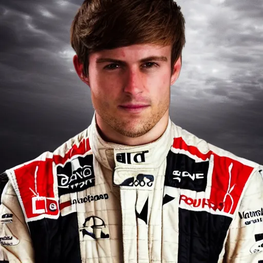 Image similar to a realistic detailed photo of a handsome guy who is an f 1 driver