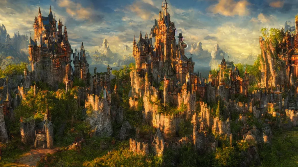 Image similar to fantasy castle, fantasy artwork, very very very beautiful scenery, hd, hdr, ue5, ue6, unreal engine 5, cinematic 4k wallpaper, 8k, ultra detailed, high resolution, artstation, award winning