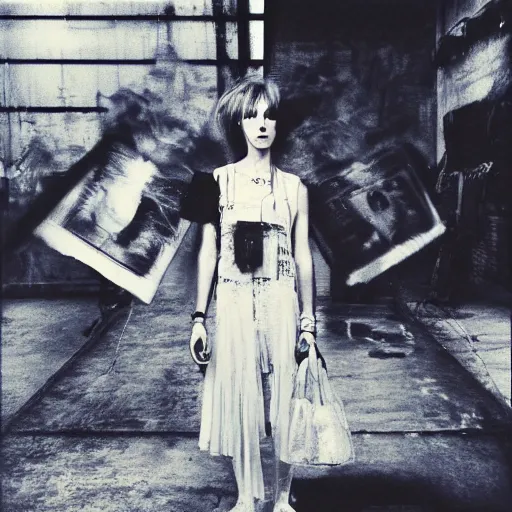 Prompt: woman with grunge styling wide angle in a walmart photographed by paolo roversi n 5 1 0 0 w 6 5 h