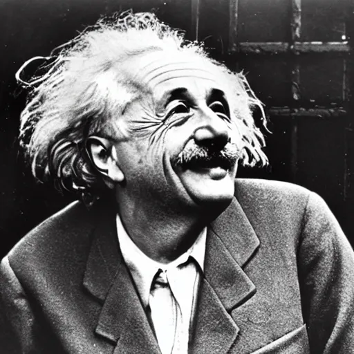 Prompt: Einstein laughing at Stalin, historical photo, high grain, black and white, highly detailed