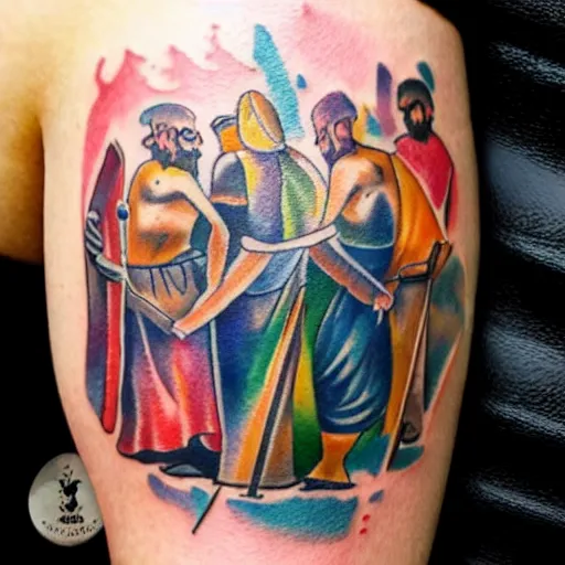 Image similar to watercolor style tattoo of the epic of gilgamesh