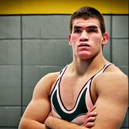 Image similar to “a realistic detailed photo of a college wrestler called Daton Fix”