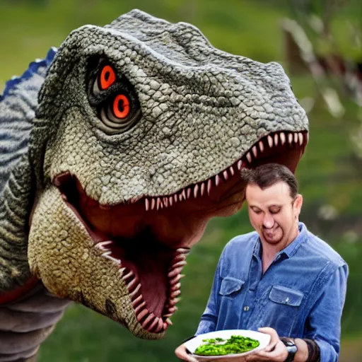 Image similar to stock photo of a dinosaur eating a man