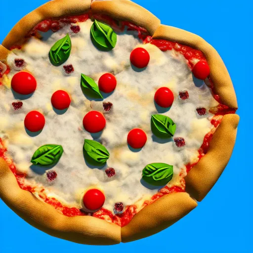 Prompt: an pizza with mini legs and mini arms enjoying the beach, 3 d render