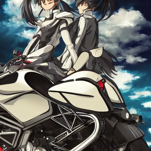 Prompt: anime art vehicle concept art, anime key visual of ducati diavel, on a country road, trending on pixiv fanbox, studio ghibli, extremely high quality artwork