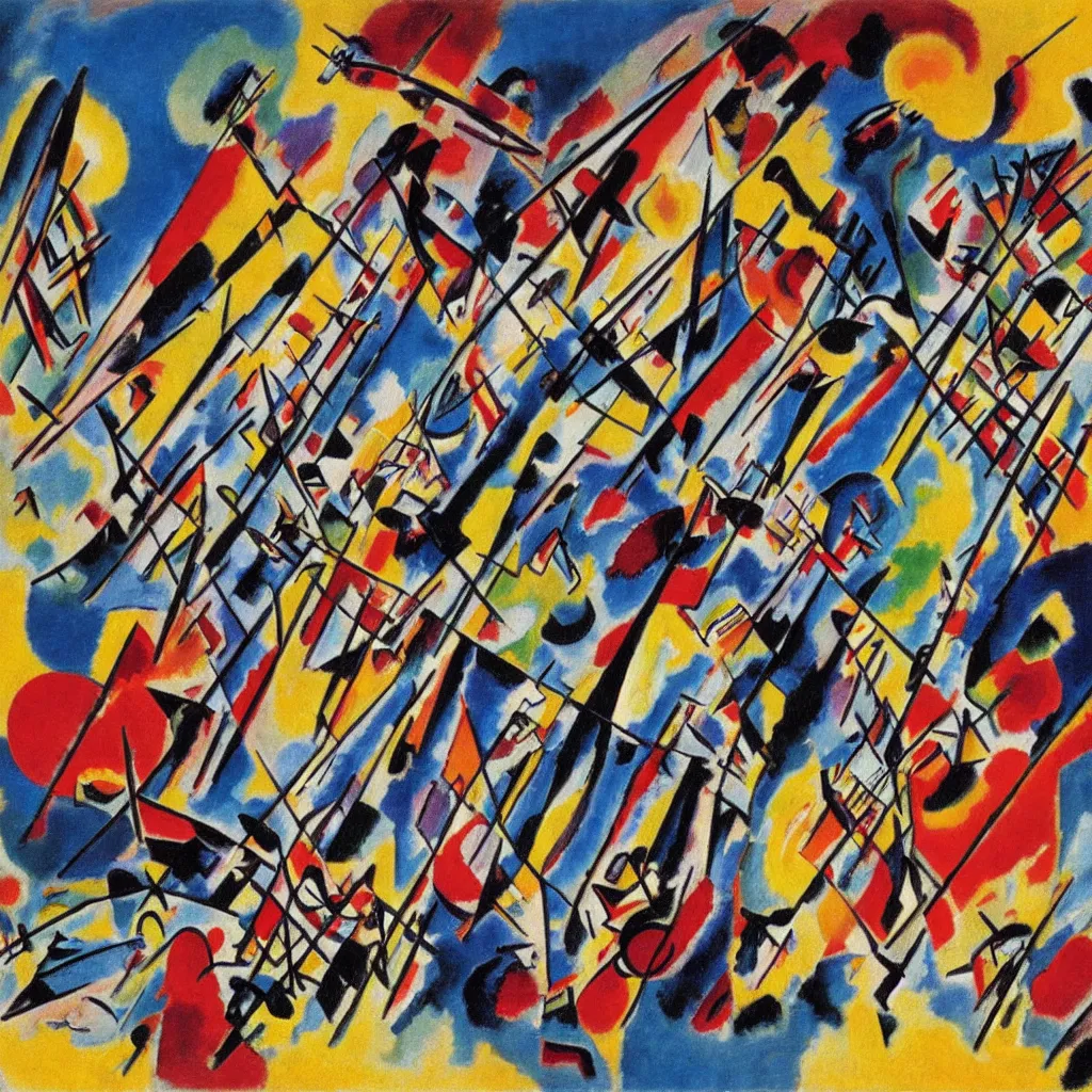 Prompt: kandinsky painting of hell