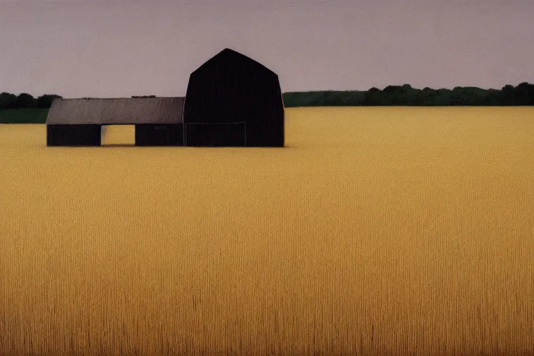 Prompt: a wheat field with barn artwork by tim eitel